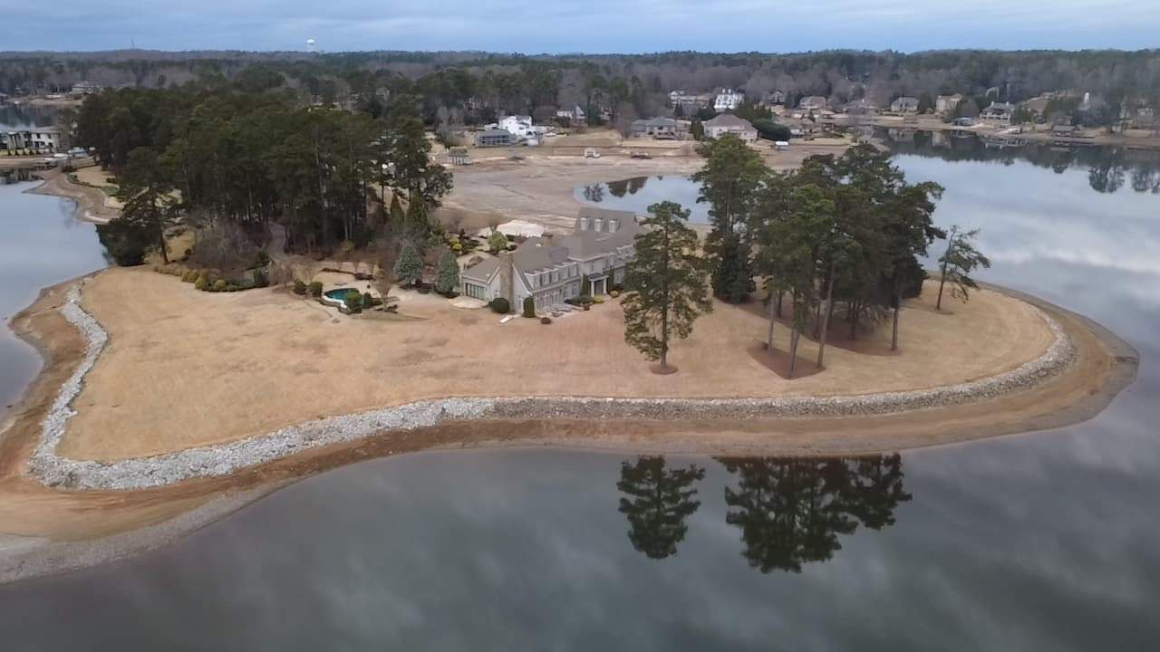 Aerial view of a graded waterfront site