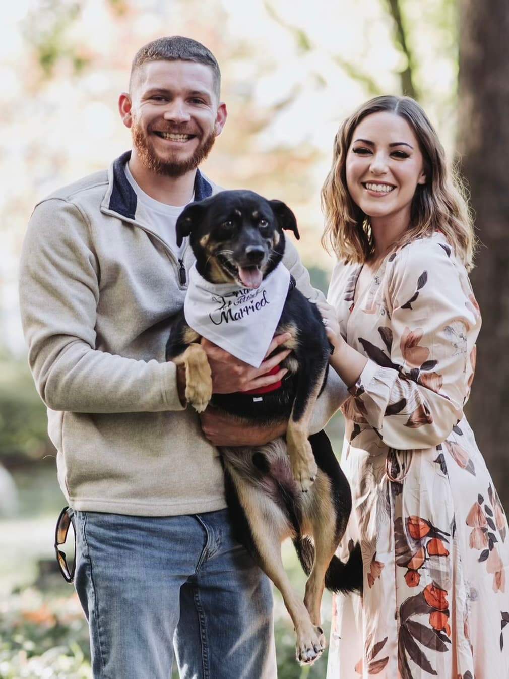 Nathan Williams, owner of Dirt Pro Land Solutions, with his wife and dog