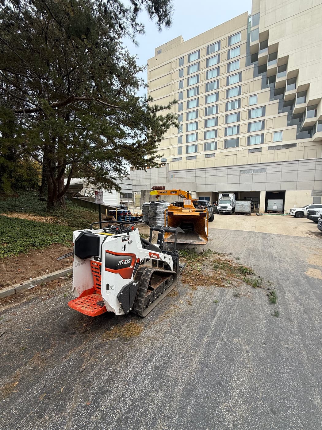 Compaction work beside a hotel building