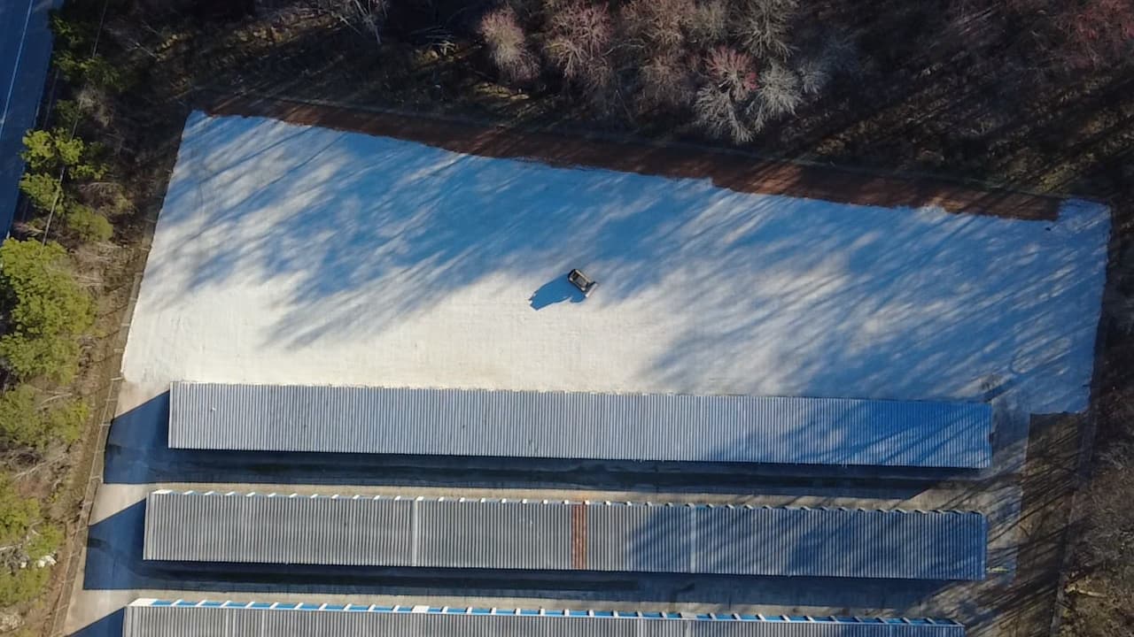 Aerial of a finished storage facility gravel lot
