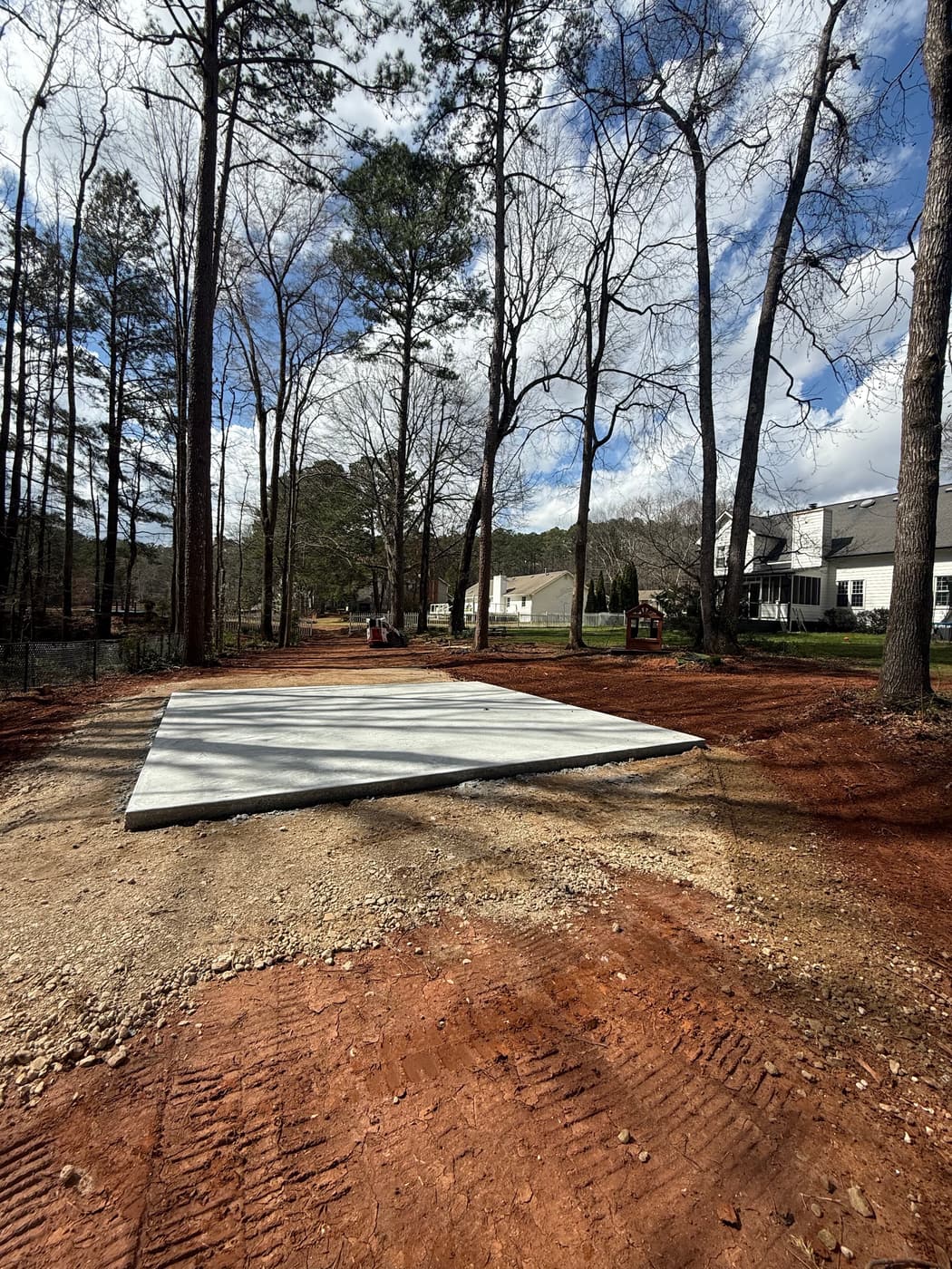 Finished compacted gravel pad at a storage facility